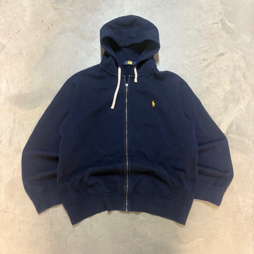 Vintage 90s Navy Polo Zip Up Hoodie‎
